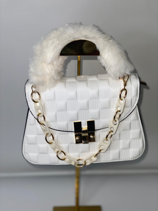 Fluffy Fur Handbag - White