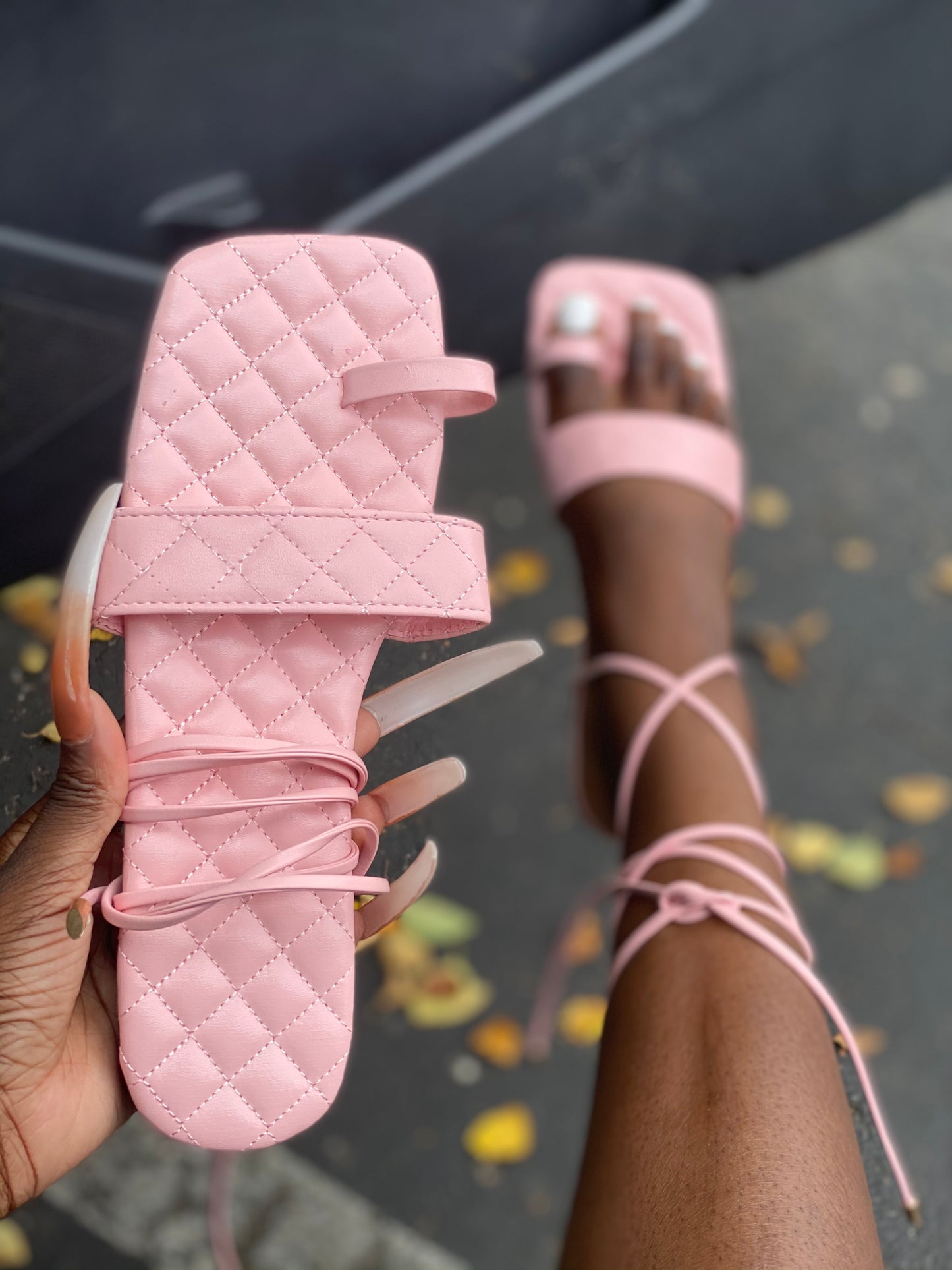 Strap Up Sandals - Pink